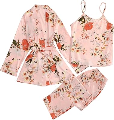 Ensemble de pyjama 3 pièces, ensembles de pyjama en soie pour femmes sexy