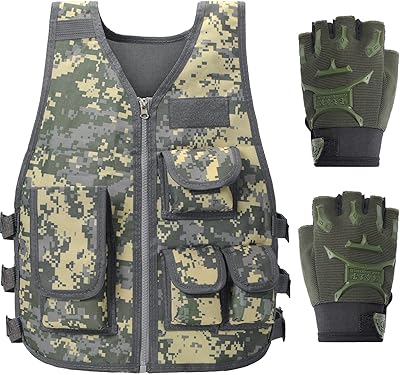 Gilet de combat tactique pour enfants gilet en plein air avec demi-doigt