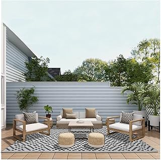 Tapis d'extérieur réversible pour patio, 5x8 pieds, imperméable, antidérapant, portable, pour camping, pique-nique