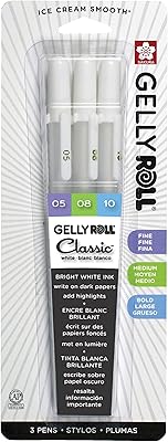 Ensemble de stylos sakura classic gelly roll, blanc 05,08,10