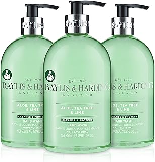 Lavage antibactérien pour les mains baylis & hardinge aloe vera arbre à thé