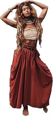 Jupe longue bohème thaluta pour femme avec poches, jupe bohème hippie gitane