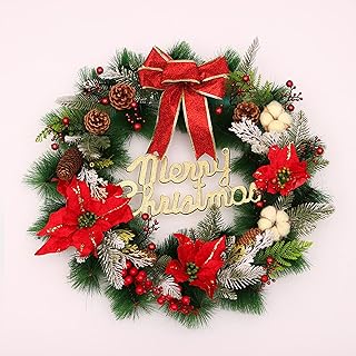 Couronne de noël pour porte d'entrée, couronnes de noël artificielles, couronne de noël
