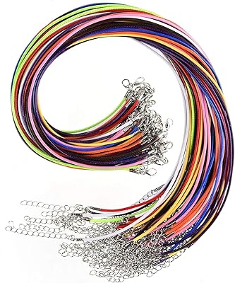 Cordon de collier ciré avec fermoir, 50 pièces de fil ciré pour colliers