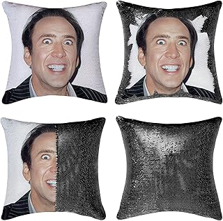 Jyvncz taie d'oreiller à paillettes nicolas cage cage fun magic mermaid gifts taie