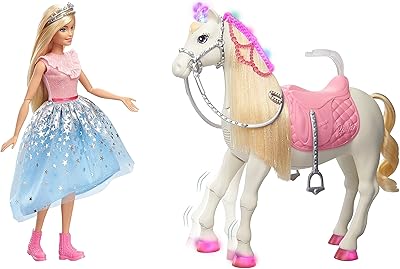 Poupée barbie princess adventure et prince et cheval scintillant avec lumières et sons