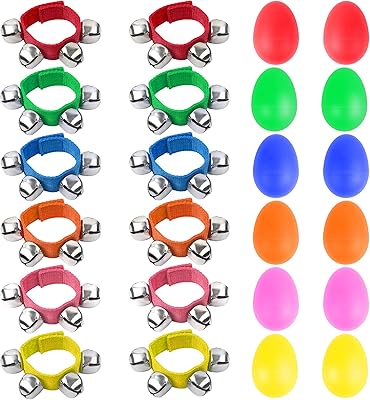 Oogshi 24 pièces d'instruments de musique pour enfants paquet de 12 shakers à