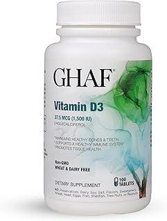 Vitamine d3 sèche (1500 ui), maintient des os et des dents sains