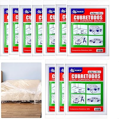 10 pièces 13x10 pieds tissu en plastique transparent, couverture en plastique jetable, couverture