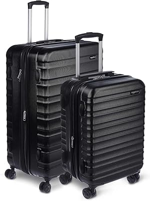 Bagage rigide à roulettes amazonbasics - 2 pièces, noir, ensemble de 2 pièces