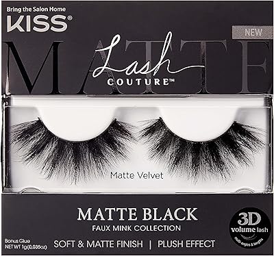 Faux cils kiss lash couture, collection faux vison noir mat, cils volume 3d