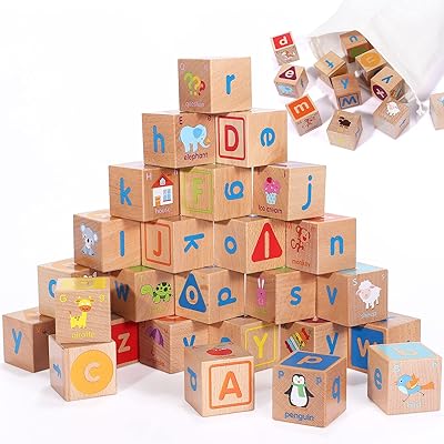 Jouets de construction en blocs de bois leo abc - ensemble de lettres