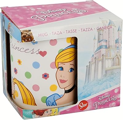 Tasse en céramique à fleurs et pois princesse disney, 325 ml, blanc