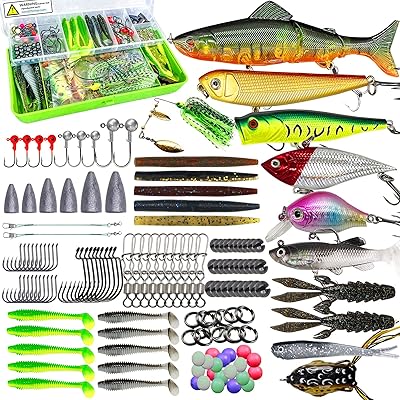 Ensemble de leurres de pêche uber uber, comprenant des crankbaits, des appâts topwater, des spinnerbaits, des vers, des gabarits, des hameçons, une boîte de matériel et plus de leurres de pêche à la truite. Des produits authentiques à prix réduits sur Diaytar Sénégal
