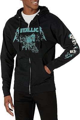 Sweat à capuche metallica adulte unisexe s&m2 imprimé tête de mort et élan