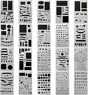 Ensemble de 20 pochoirs en plastique delfino pour journalisation, dessin, scrapbooking, journalisation