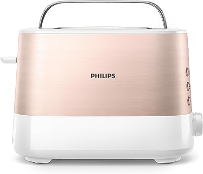 Grille-pain philips viva collection, or rose, blanc, hd2637/11, or rose métallisé/blanc, garantie 2