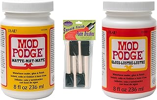 Kit de découpage mod podge avec pinceaux en mousse - 236 ml