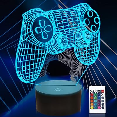 Lampe illusion 3d avec contrôleur de jeu, veilleuse avec télécommande, 16 couleurs changeantes