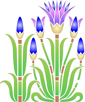 Modèle de pochoir mural réutilisable avec motif de fleur de lotus égyptien antique