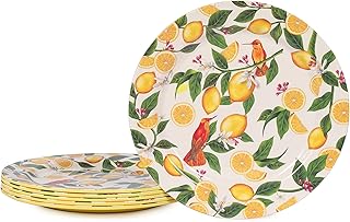 Ensemble d'assiettes citron 6 pièces ideo - assiettes d'été en mélamine, lavables au
