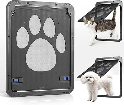 Porte pour animal domestique mullor, chatière à montage sur porte, porte magnétique noire