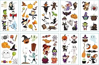 Autocollants de tatouages ​​temporaires pour fête d'halloween pour enfants, 10 pièces