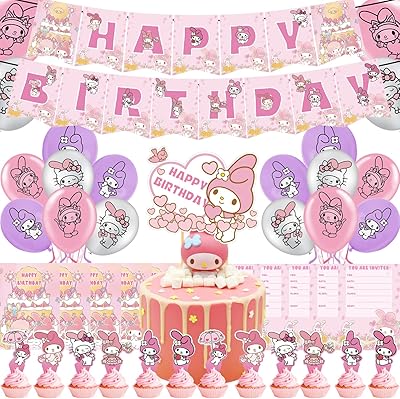 Décorations de fête d'anniversaire de chat de dessin animé, fournitures d'anniversaire pour enfants