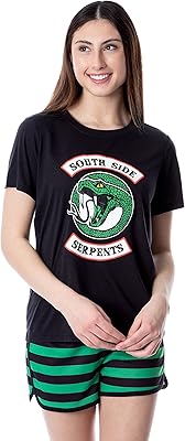Ensemble pyjama de nuit riverdale southside serpents pour femmes, col rond court