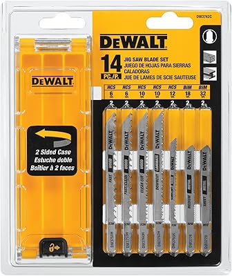 Jeu de lames de scie sauteuse dewalt avec support, tige en t, 14