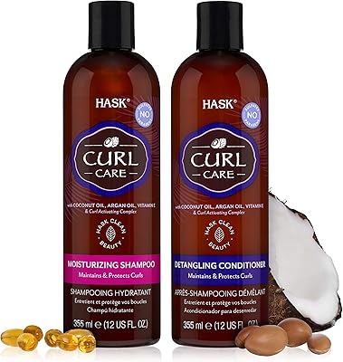 Hask curl care ensemble shampoing + après-shampoing à l'huile de noix de coco