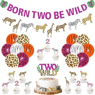 Décorations d'anniversaire sauvages pour filles – 2e anniversaire sur le thème de la jungle