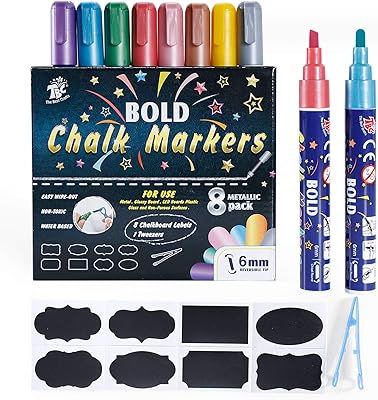 Marqueurs à craie audacieuse best crafts, 8 couleurs métalliques, marqueurs à craie liquide à double pointe pour le dessin, le coloriage et les fournitures artistiques pour enfants et étudiants. Diaytar Sénégal : L'e-commerce qui vous ressemble