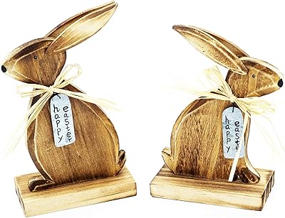 Hitman deco lapins en bois décoration de pâques lot de 2