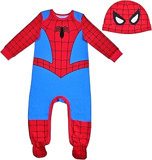 Ensemble barboteuse à manches longues et bonnet marvel spiderman pour garçons pour nouveau-né