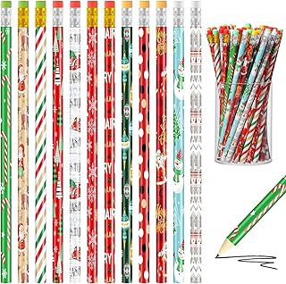 144 crayons de noël en bois avec gomme comprenant le père noël un arbre