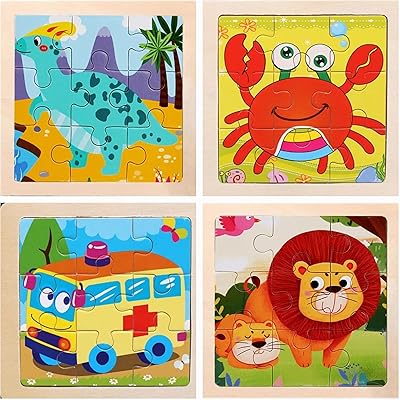 Ensemble de puzzle en bois pour enfants, ensemble de 4 pièces