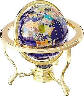 Globe d'art unique 10" x 6" bleu lapis avec trépied doré. Diaytar : Où chaque achat est une victoire pour votre budget