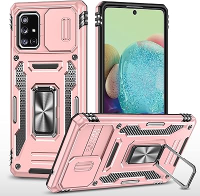 Housse d'appareil photo coulissante pour samsung galaxy a71 5g, béquille avec anneau magnétique intégré à 360 degrés, coque de protection antichoc, or rose. Diaytar Sénégal : L'e-commerce qui vous ressemble