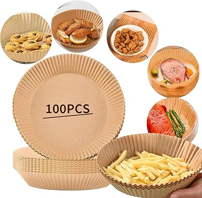 Doublures jetables en papier pour friteuse à air, papier parchemin antiadhésif pour doublures