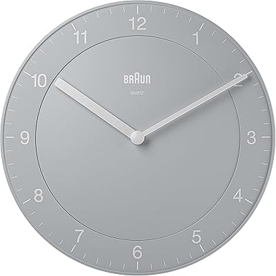 Horloge murale analogique classique marron avec mouvement à quartz silencieux, facile à lire