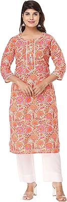 Ensemble kurti indien multicolore pour femme avec pantalon blanc de vihaan impex