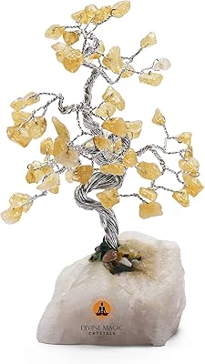 Arbre d'argent en cristal jaune fait à la main magie divine guérison