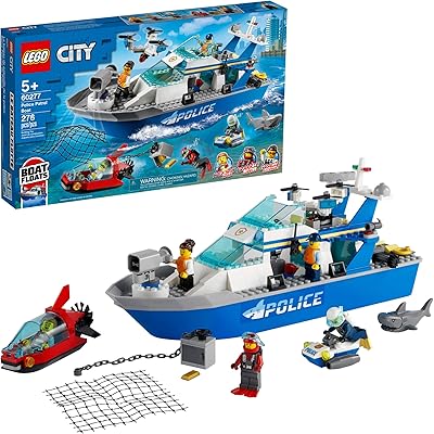 Lego 60277 kit de construction de bateau de police de la ville