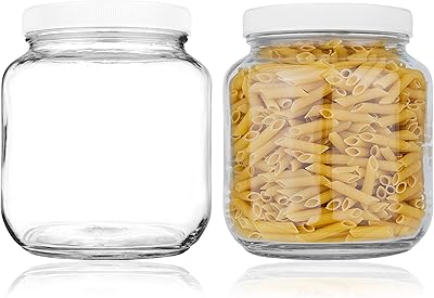 Lot de 2 pots mason d'un demi-gallon pot en verre