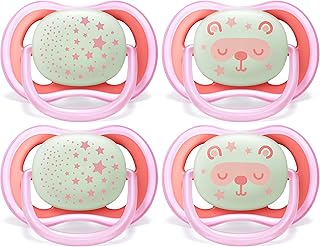 Philips avent ultra air nite tea sucette 6-18 mois rose paquet de 4