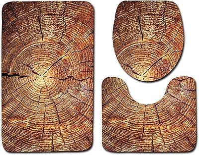 Ensemble de 3 housses de siège de toilette et tapis antidérapants à motif