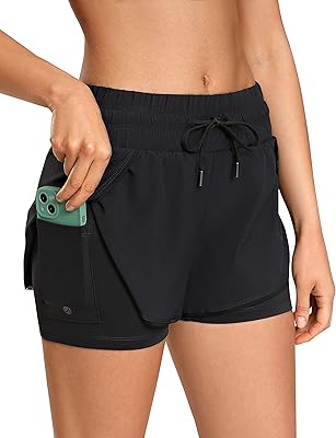 Short de sport de course à pied pour femme avec doublure 2 en