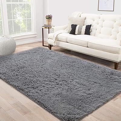 Tapis moelleux à poils longs antidérapant super doux pour salon, salle à manger