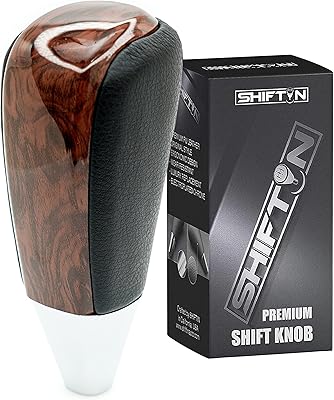 Pommeau de levier de vitesse shivin en cuir et bois pour toyota land